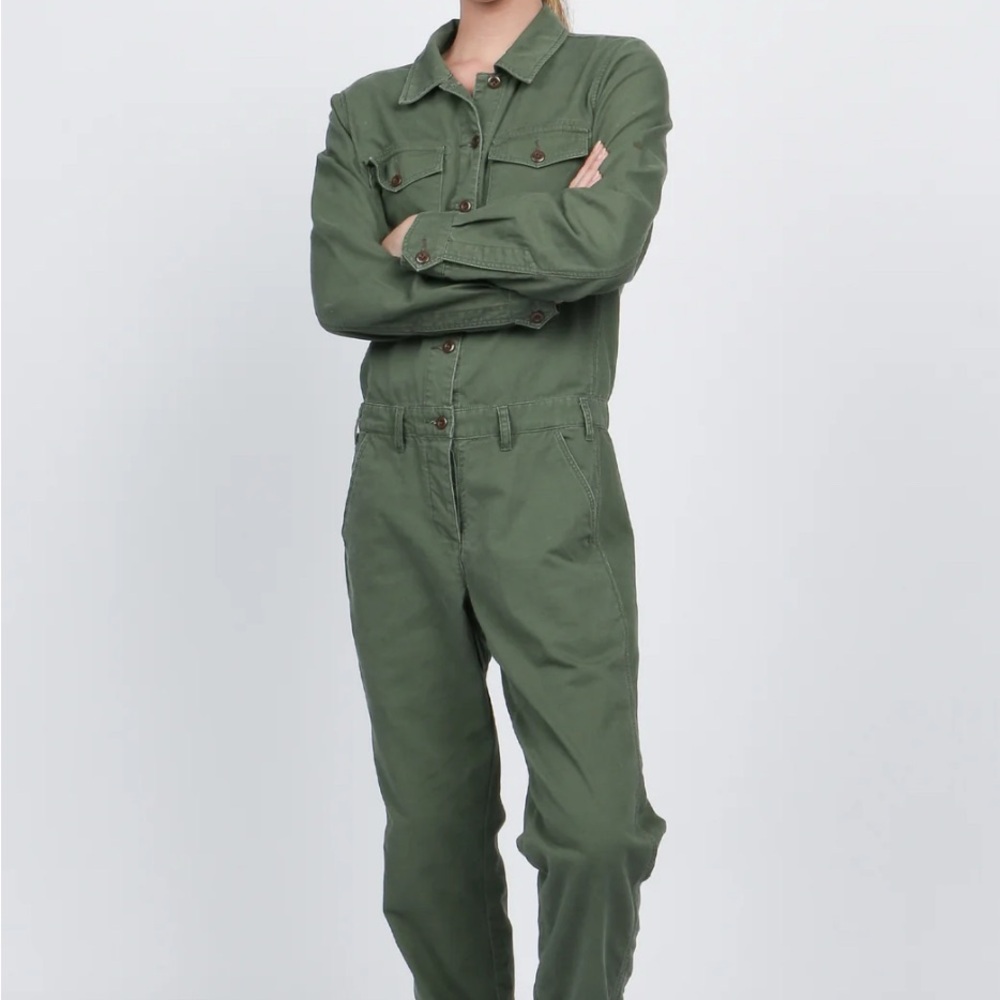 Green 100% Cotton Utility Jumpsuit